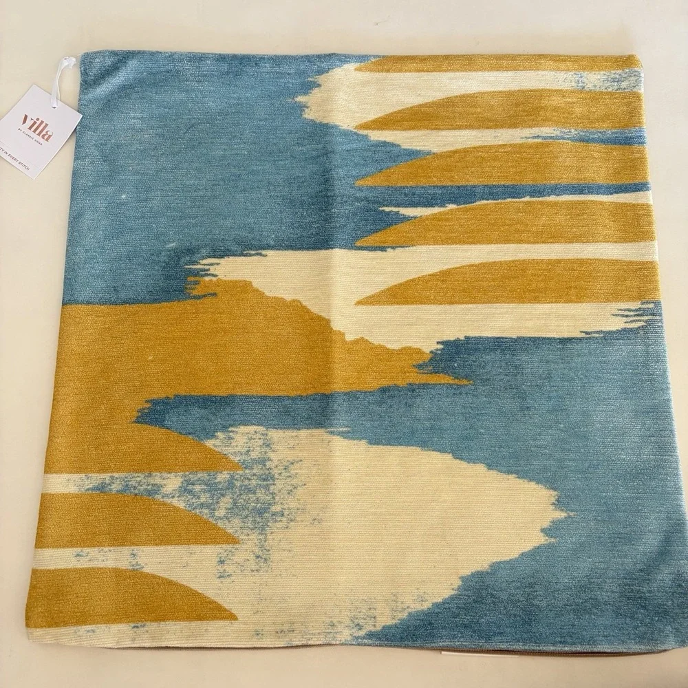 Villa by Classic Home‎ Beatriz Blue 20x20 Pillow Cover Pottery Barn Yellow Soft